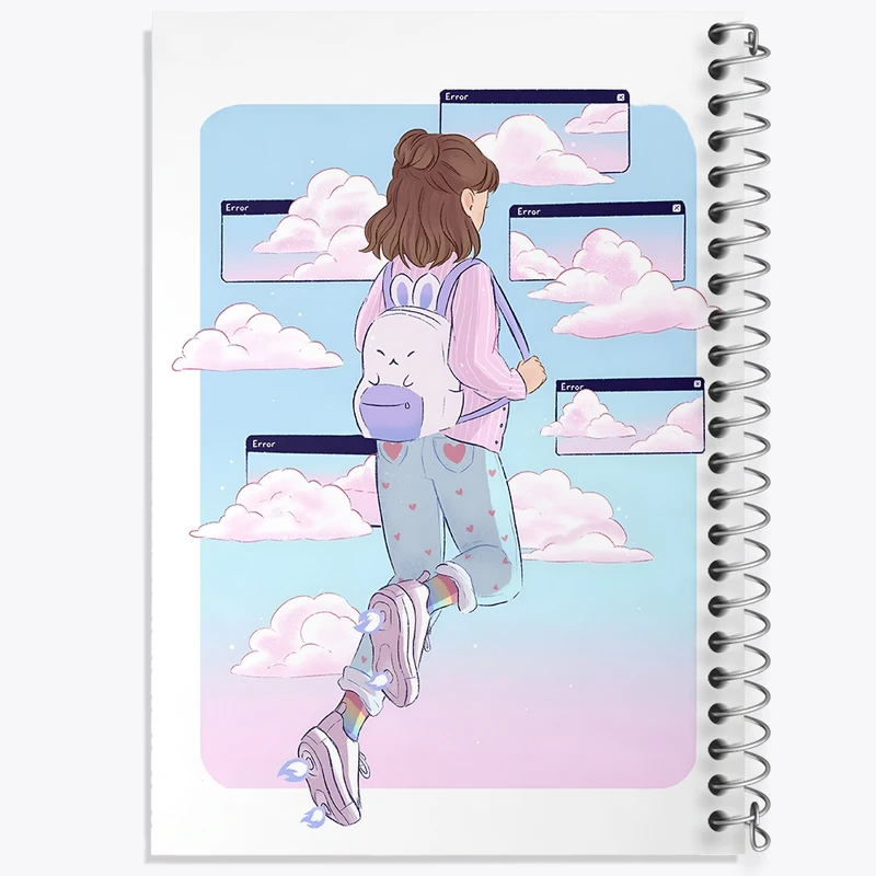 دفتر ژورنال نویسی 50 برگ خندالو مدل نقطه ای طرح دخترانه فانتزی کد N8229