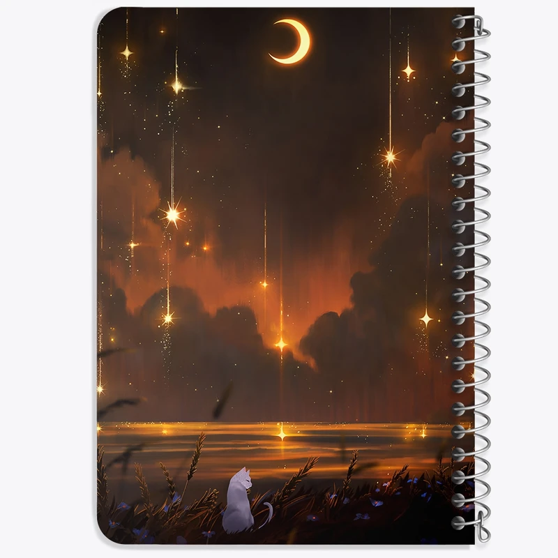دفتر یادداشت 50 برگ خندالو طرح شب و گربه کد F12556