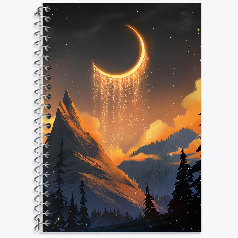 دفتر زبان 50 برگ خندالو مدل سه خط طرح کوه و ماه کد F12542