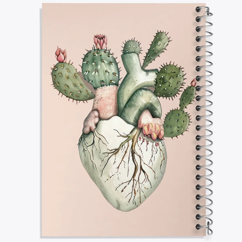 دفتر طراحی 50 برگ خندالو طرح قلب کاکتوسی کد F2826