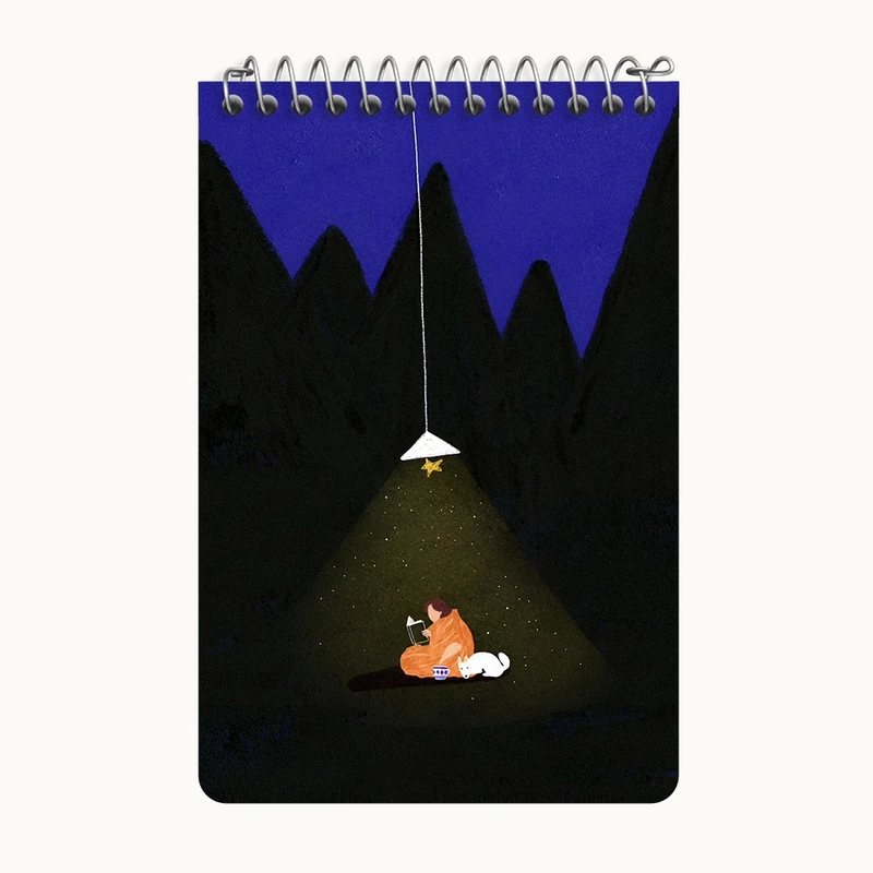 دفتر یادداشت 50 برگ خندالو طرح شب و کتاب کد F7371