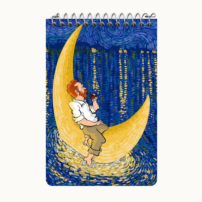 دفتر یادداشت 50 برگ خندالو طرح ونسان ونگوگ کد F3933