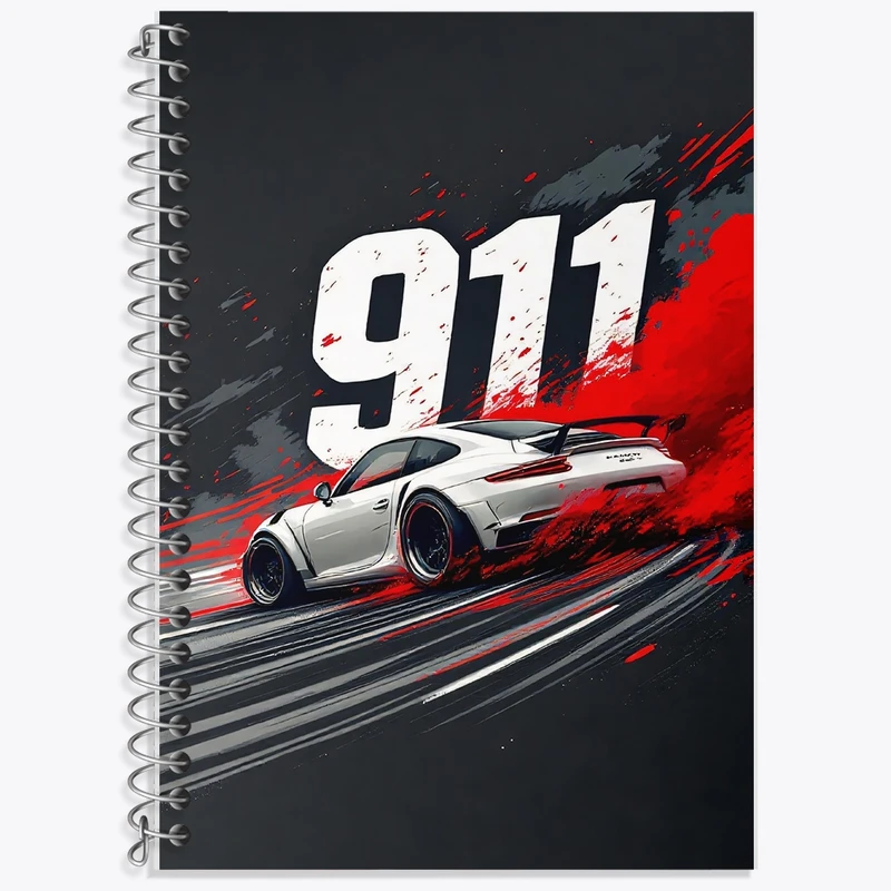 دفتر زبان 50 برگ خندالو مدل سه خط طرح پورشه (Porsche 911) کد F13734