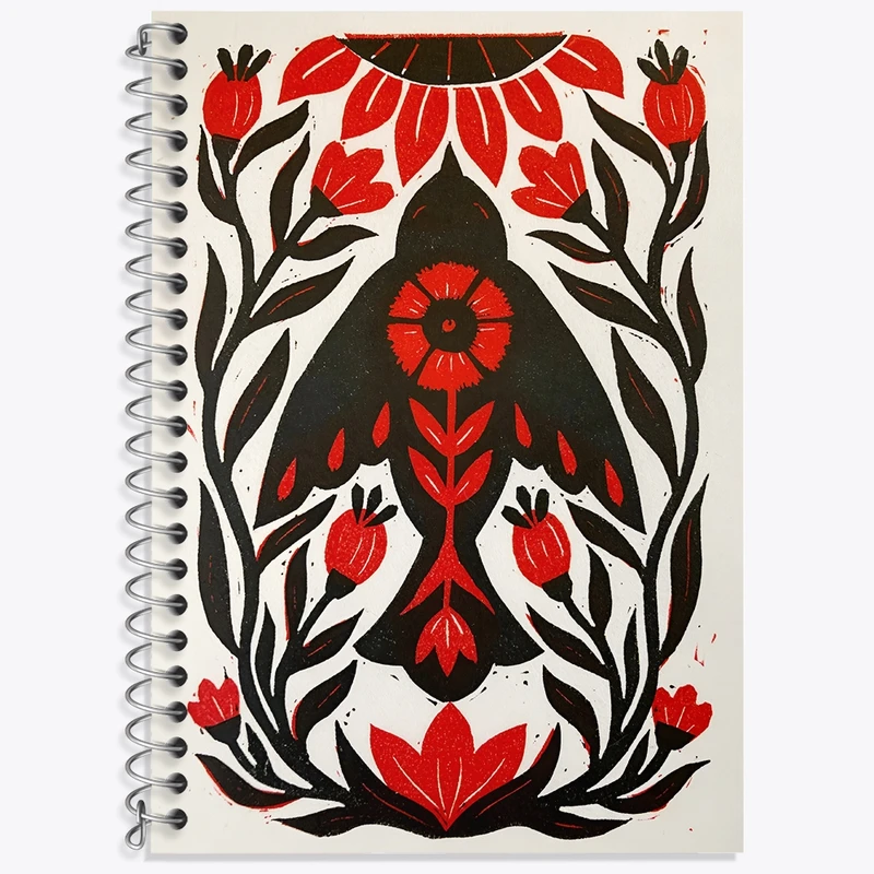 دفتر زبان 50 برگ خندالو مدل سه خط طرح پرنده و گل کد N6877