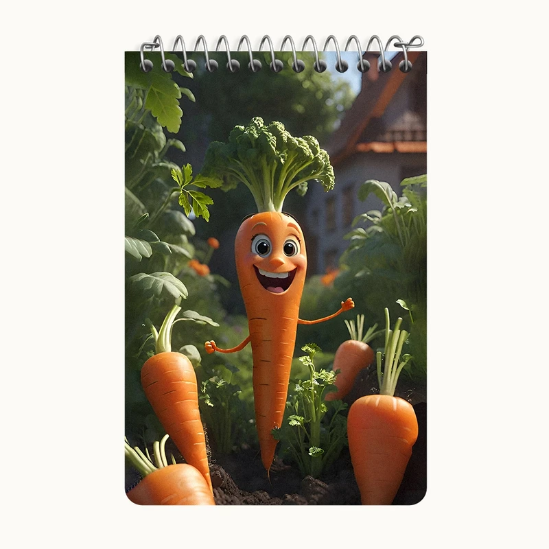 دفتر یادداشت 50 برگ خندالو طرح هویج بامزه کد F7832