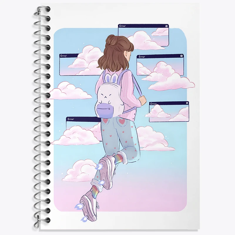 دفتر زبان 50 برگ خندالو مدل دو خط طرح دخترانه فانتزی کد N8229