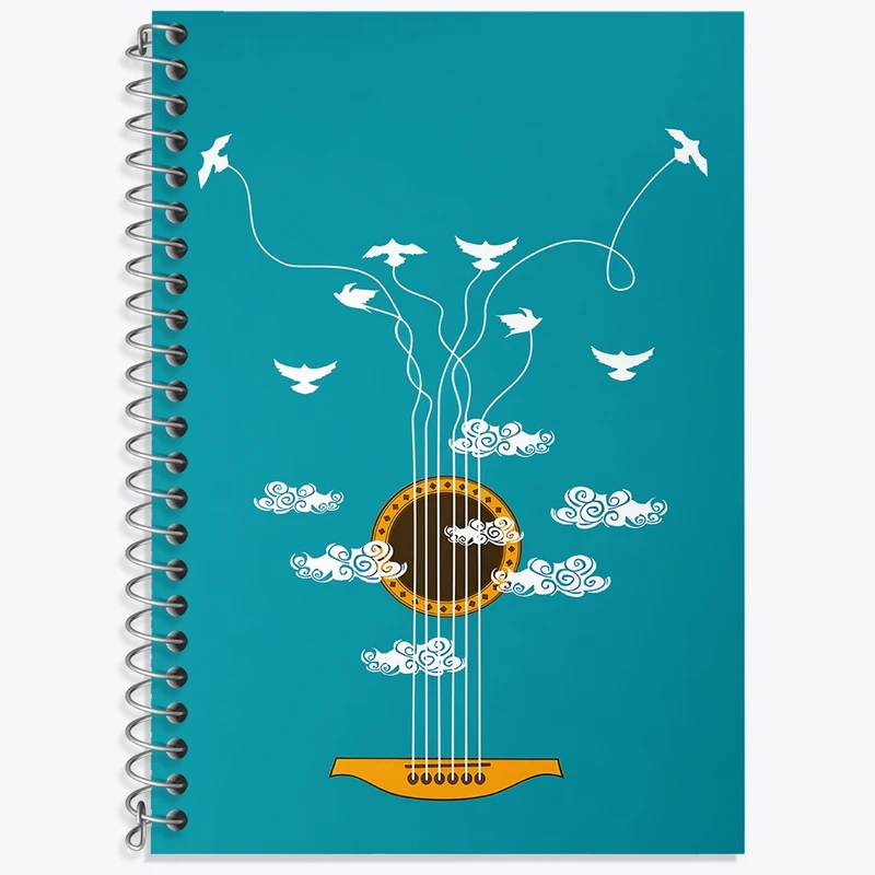 دفتر زبان 50 برگ خندالو مدل سه خط طرح گیتار کد F4986