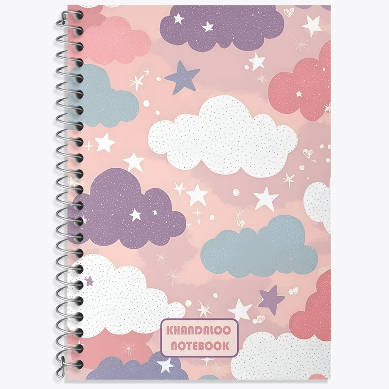 دفتر زبان 50 برگ خندالو مدل سه خط طرح پترن ابر کد N7325