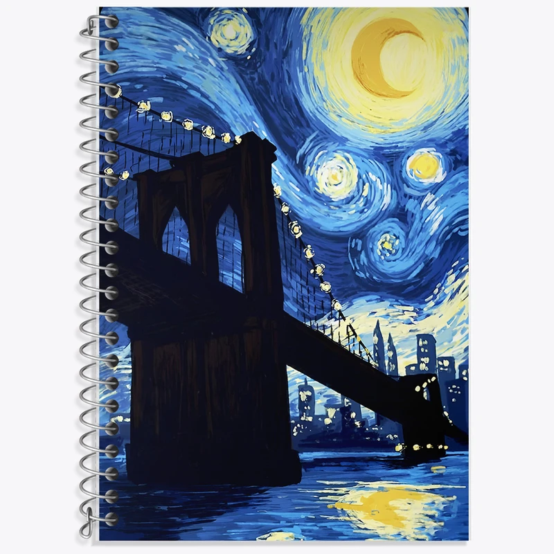 دفتر زبان دوخط 50 برگ خندالو طرح ونسان ونگوگ کد F8790