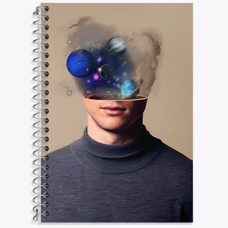 دفتر زبان 50 برگ خندالو مدل سه خط طرح پرتره کهکشان کد F11083