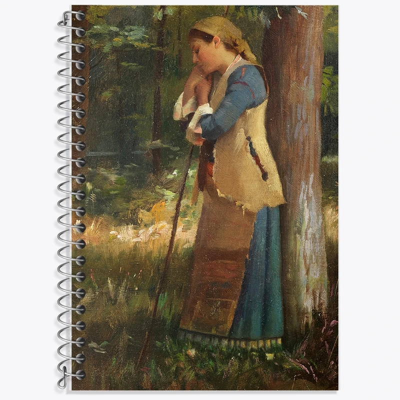 دفتر زبان 50 برگ خندالو مدل سه خط طرح نقاشی چوپان در حال استراحت اثر تئودوروس رالی کد F12279