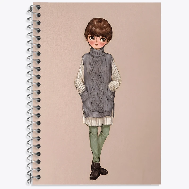 دفتر زبان 50 برگ خندالو مدل سه خط طرح دخترانه بامزه کد N8392