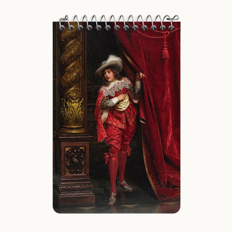 دفتر یادداشت 50 برگ خندالو طرح نقاشی شوالیه ‌ای با لباس قرمز اثر فردریک سولاکروا کد F12137