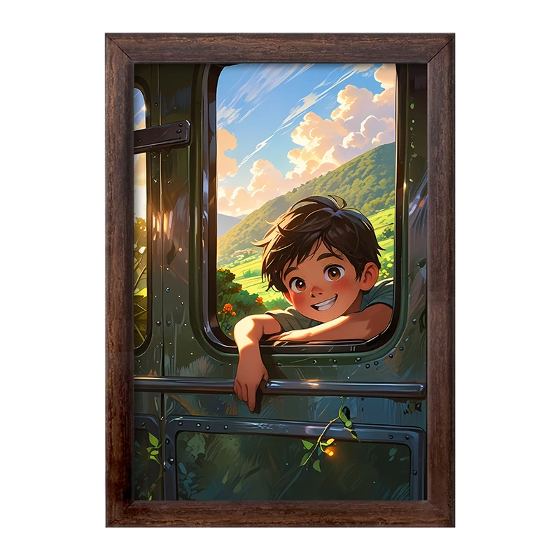 تابلو خندالو طرح پسر و قطار متروکه کد F10990