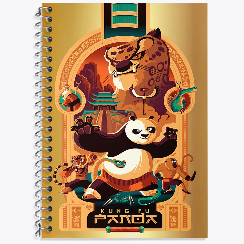 دفتر زبان 50 برگ خندالو مدل دو خط طرح پاندا کونگ فو کار کد F4869