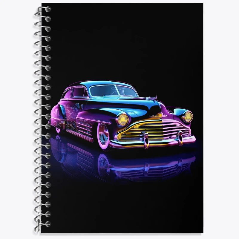 دفتر زبان 50 برگ خندالو مدل سه خط طرح ماشین کلاسیک کد F3215