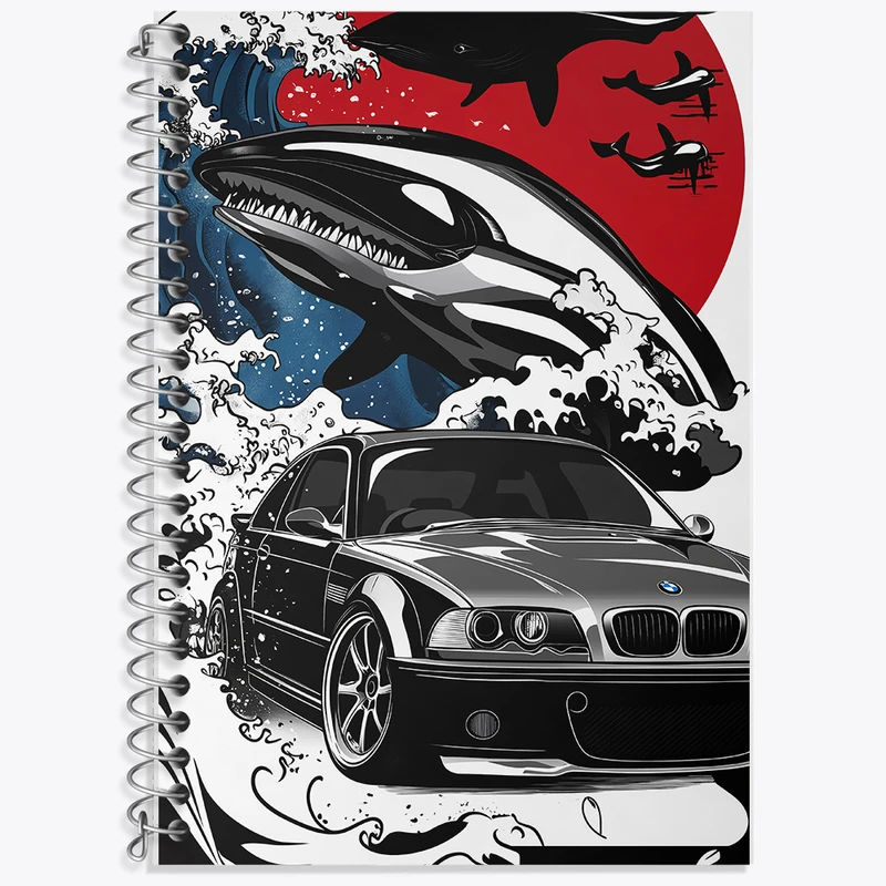 دفتر زبان 50 برگ خندالو مدل دو خط طرح بی ام دبلیو (BMW) کد F10390