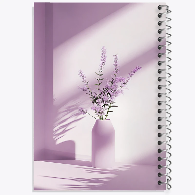 دفتر مشق 100 برگ خندالو طرح گلدان گل بنفش کد F11188