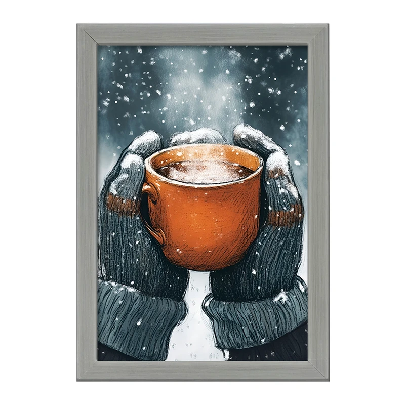 تابلو خندالو طرح فنجان قهوه در برف کد F8286