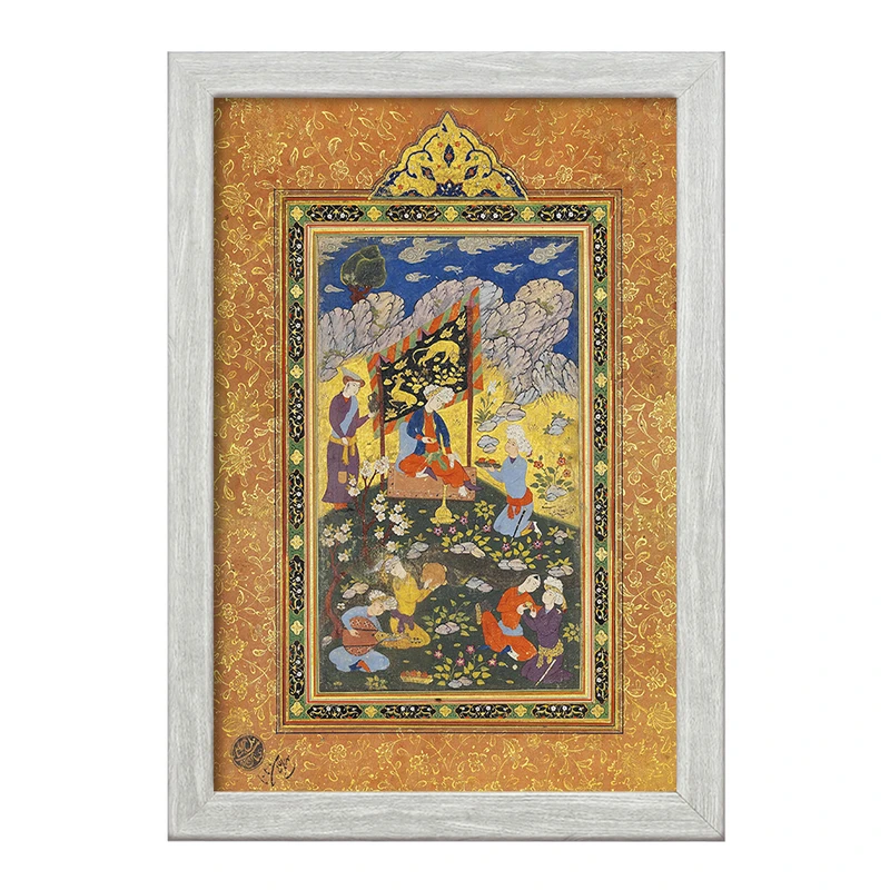 تابلو خندالو طرح نقاشی فرمانروا در تفرجگاه اثر هنرمند ناشناس ایرانی کد F12188