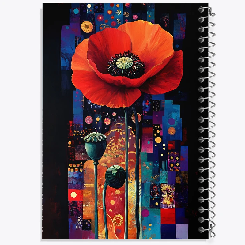 دفتر مشق 50 برگ خندالو طرح گل شقایق کد F12663