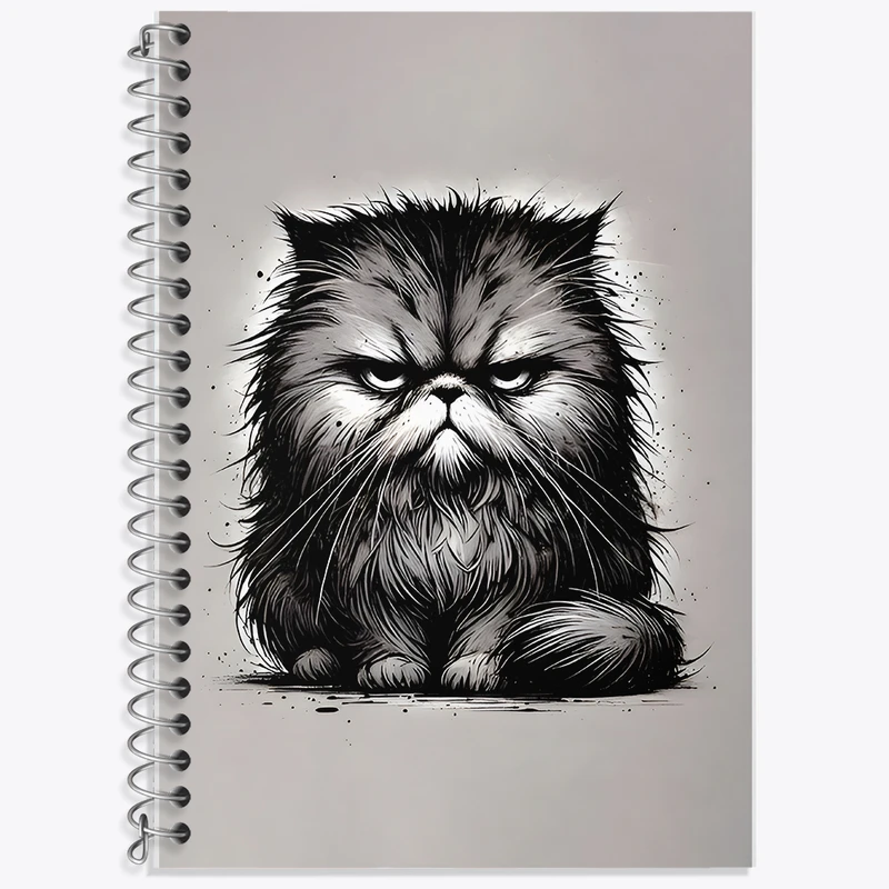 دفتر زبان 50 برگ خندالو مدل دو خط طرح گربه عصبانی کد F11836