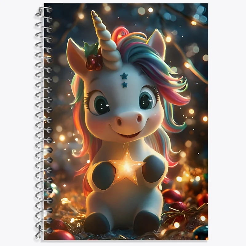 دفتر زبان 50 برگ خندالو مدل سه خط طرح اسب تک شاخ کد F9613