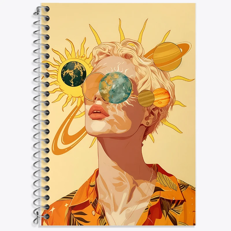 دفتر زبان 50 برگ خندالو مدل دو خط طرح پرتره کهکشان کد F11085