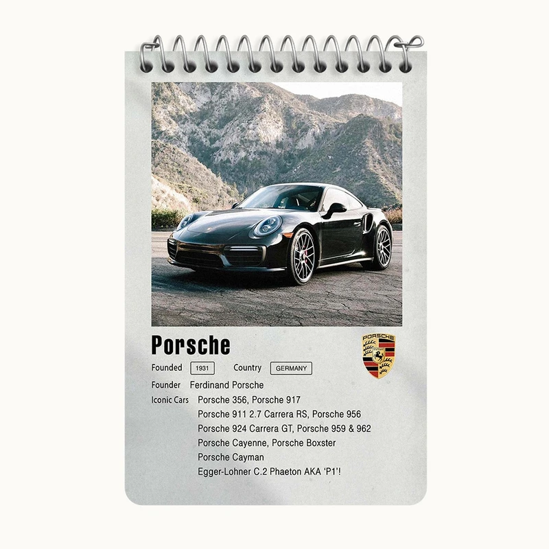 دفتر یادداشت 50 برگ خندالو طرح ماشین پورشه (Porsche) کد F11954
