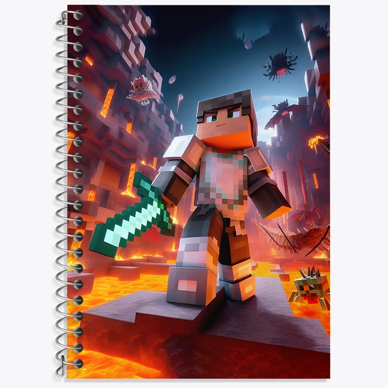 دفتر زبان 50 برگ خندالو مدل دو خط طرح ماینکرافت (Minecraft) کد F3539