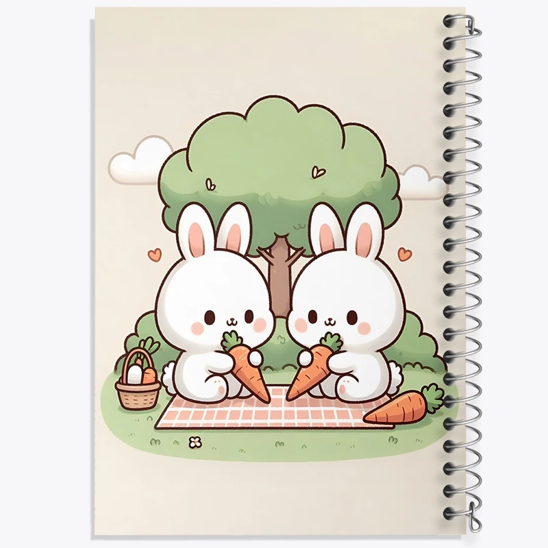 دفتر ژورنال نویسی 50 برگ خندالو مدل نقطه ای طرح خرگوش های بامزه کد N6263