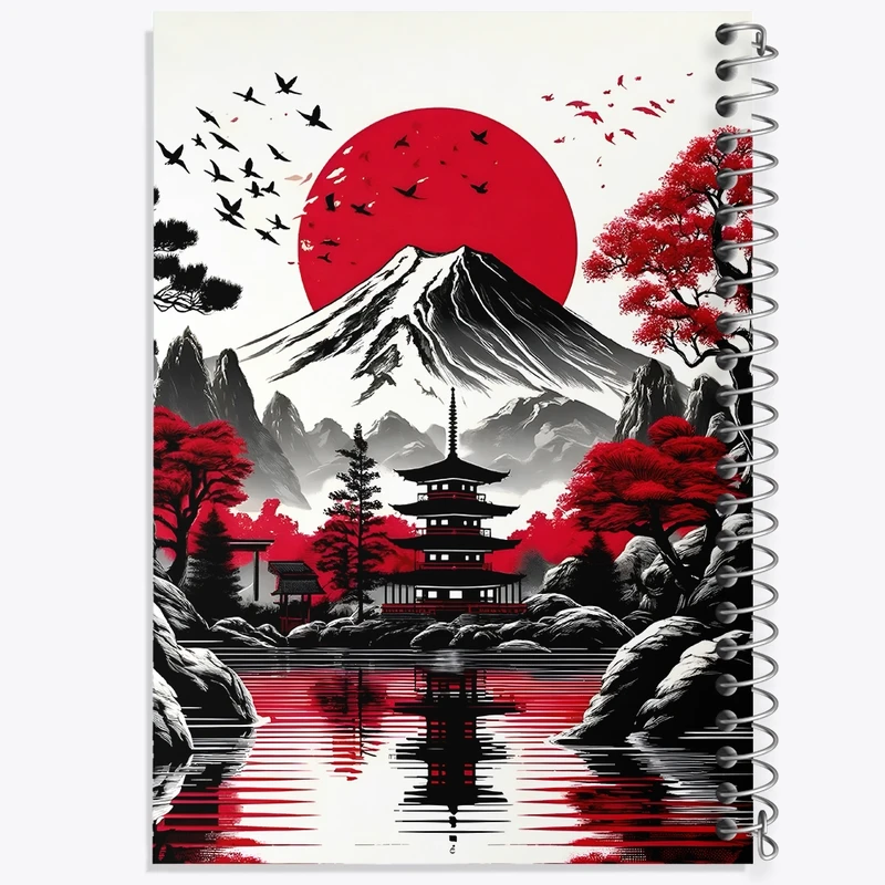 دفتر طراحی 50 برگ خندالو طرح منظره ژاپن کد F10440