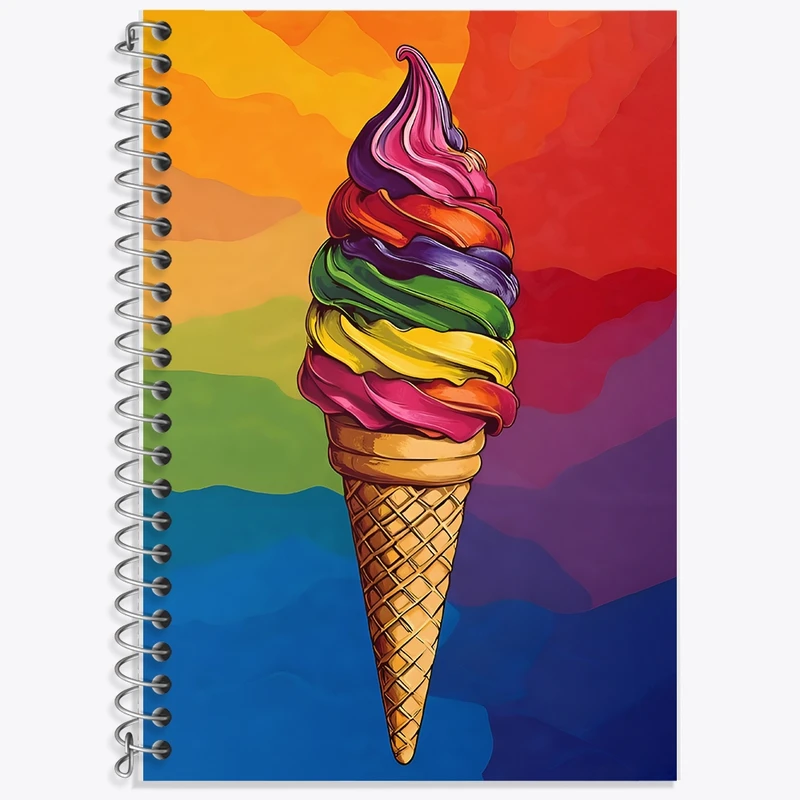 دفتر زبان 50 برگ خندالو مدل سه خط طرح بستنی رنگی رنگی کد F9853