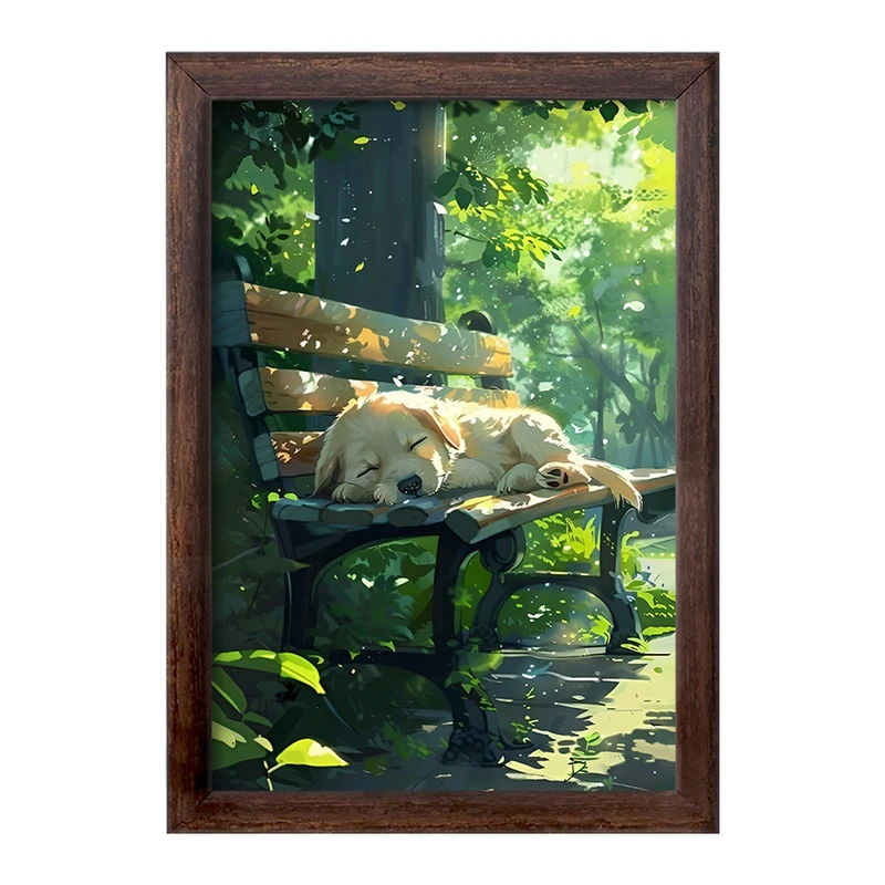 تابلو خندالو طرح سگ در جنگل کد F10689