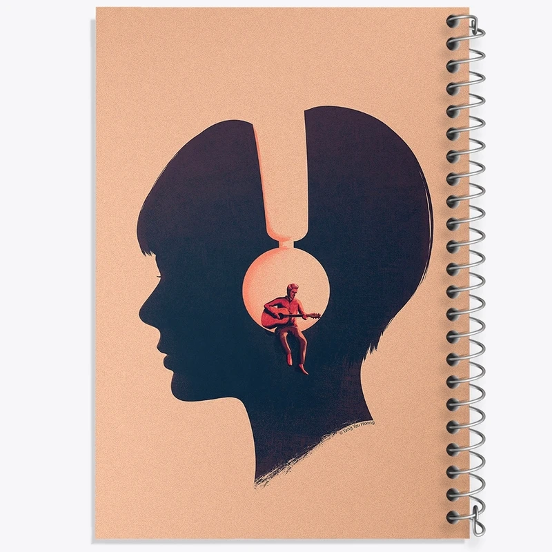 دفتر طراحی 50 برگ خندالو طرح دختر و هدفون کد F233