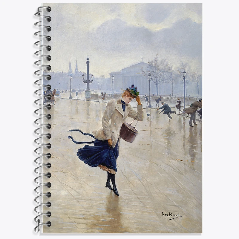 دفتر زبان 50 برگ خندالو مدل دو خط طرح نقاشی روز بادی، میدان د لا کنکورد اثر ژان برو کد F12346