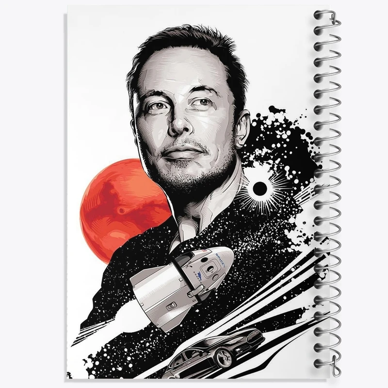 دفتر طراحی 50 برگ خندالو طرح ایلان ماسک Elon Musk  کد 10917