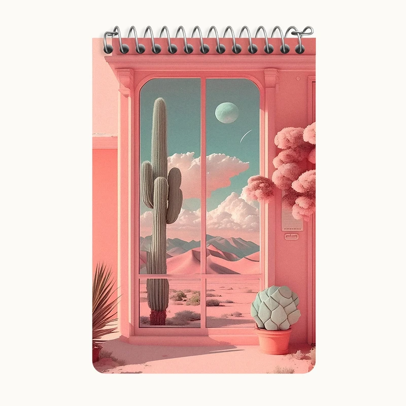 دفتر یادداشت 50 برگ خندالو طرح کاکتوس و طبیعت کد F3838