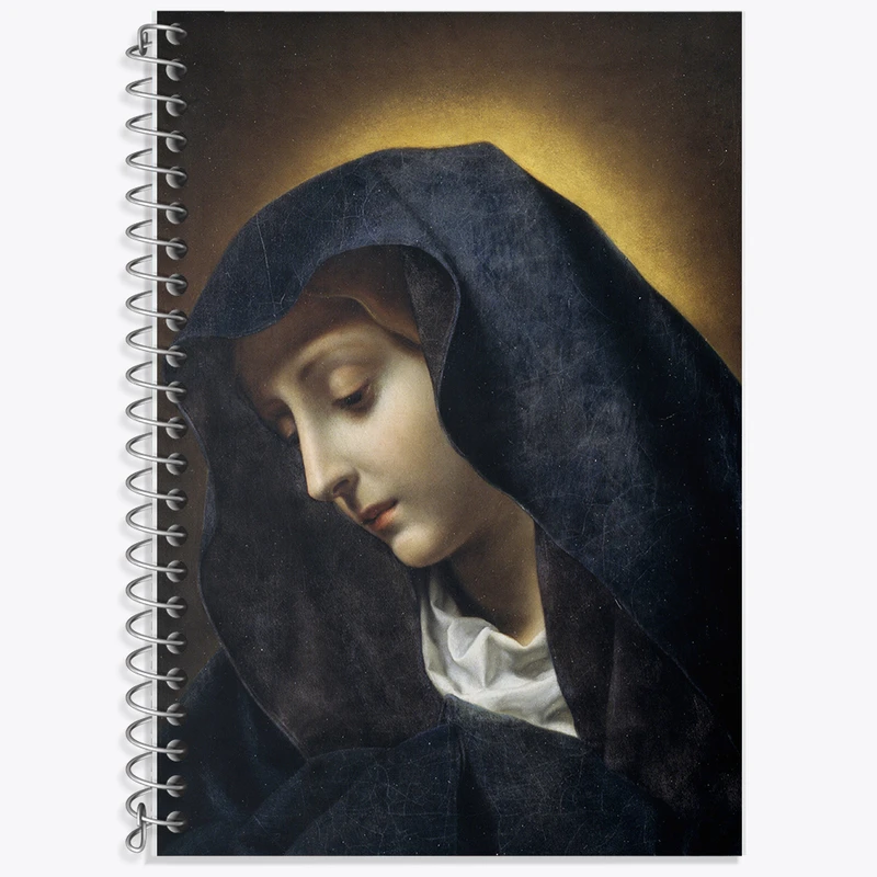 دفتر زبان 50 برگ خندالو مدل دو خط طرح نقاشی باکره اثر کارلو دولچی کد F12214