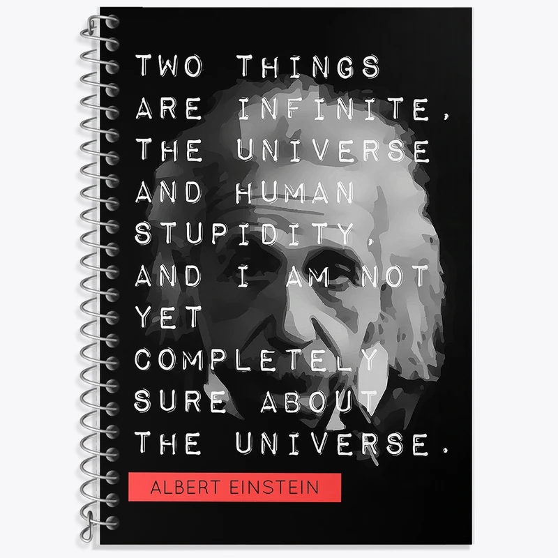 دفتر زبان 50 برگ خندالو مدل سه خط طرح آلبرت اینشتین (Albert Einstein) کد F14056