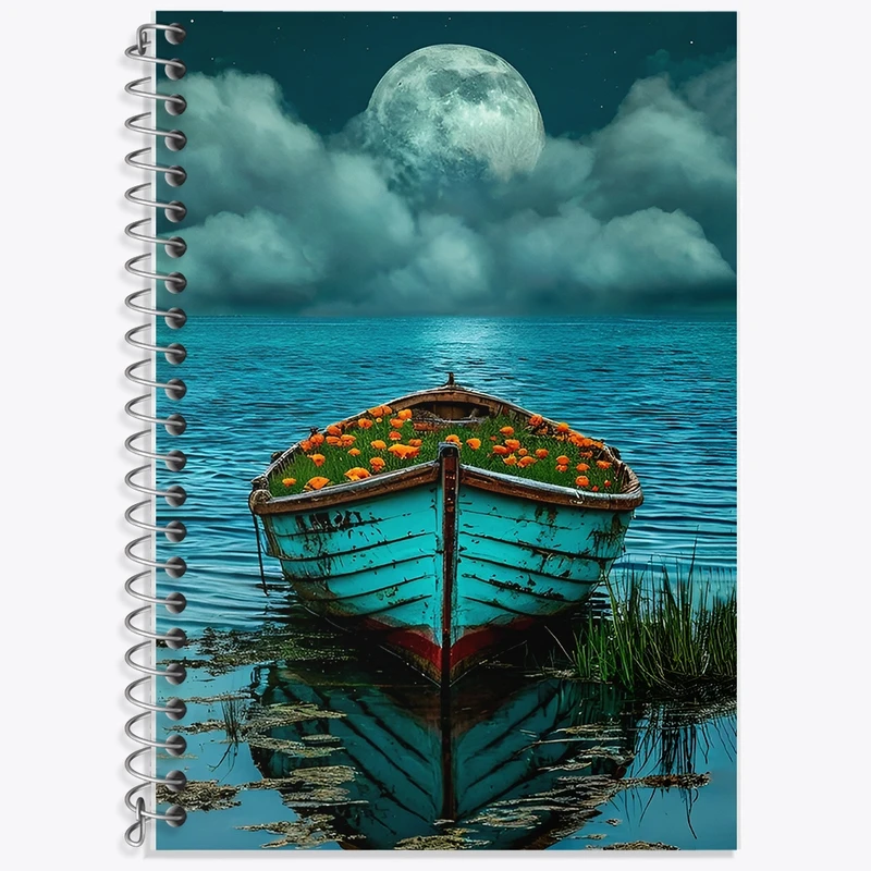 دفتر لغت 50 برگ خندالو طرح قایق گل و دریا کد F12805