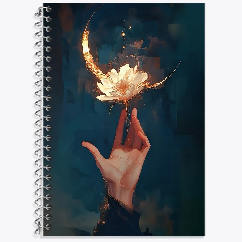 دفتر زبان 50 برگ خندالو مدل سه خط طرح دست و گل کد F11077