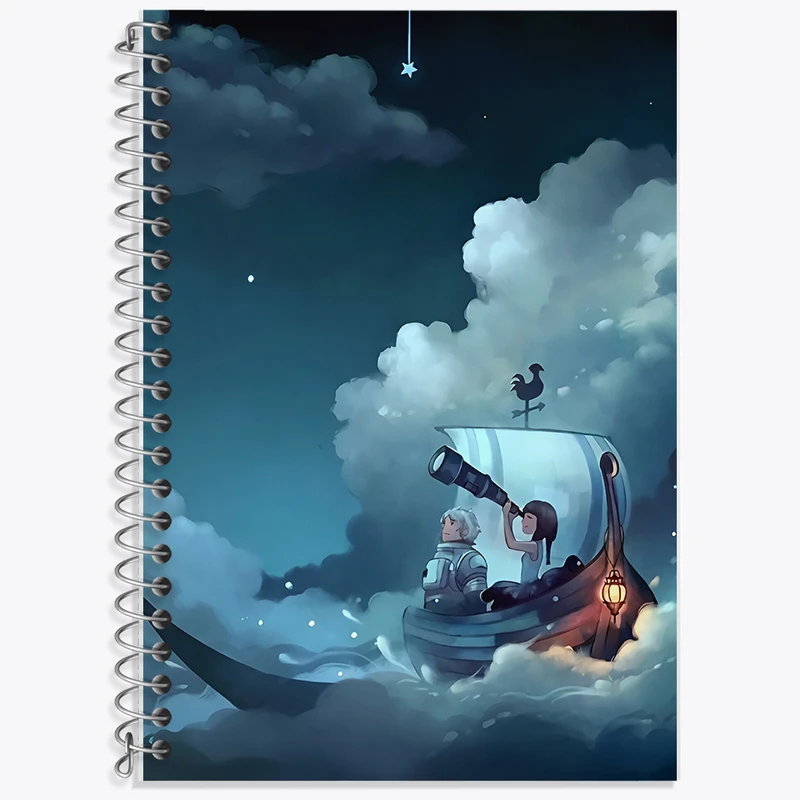 دفتر زبان 50 برگ خندالو مدل دو خط طرح قایقی در اقیانوس کد F8721