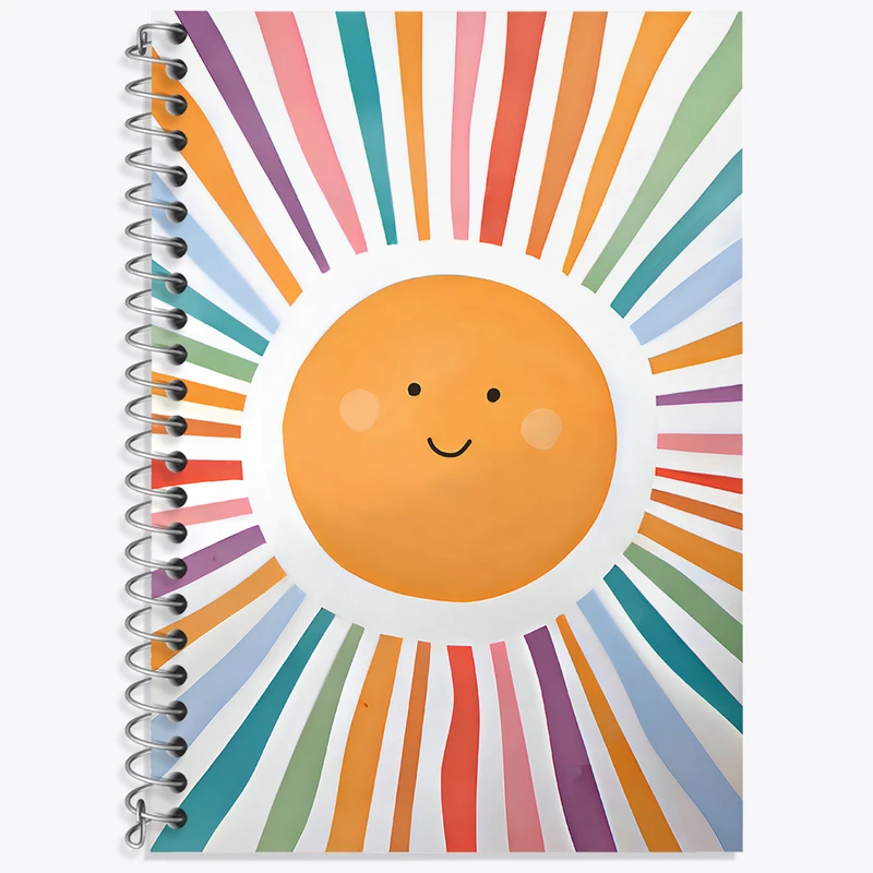 دفتر زبان 50 برگ خندالو مدل دو خط طرح خورشید کیوت کد N6672