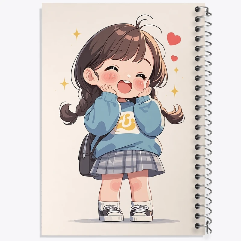 دفتر طراحی 50 برگ خندالو طرح دخترانه کیوت کد F2307