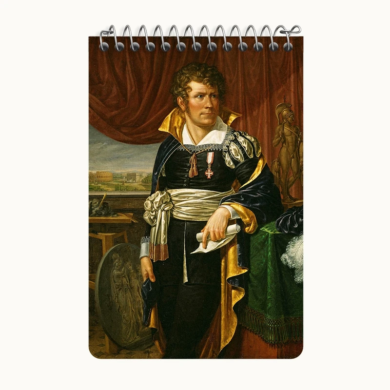 دفتر یادداشت 50 برگ خندالو طرح پرتره مجسمه ساز برتل توروالدسن اثر ژاکوب مونک کد F12496