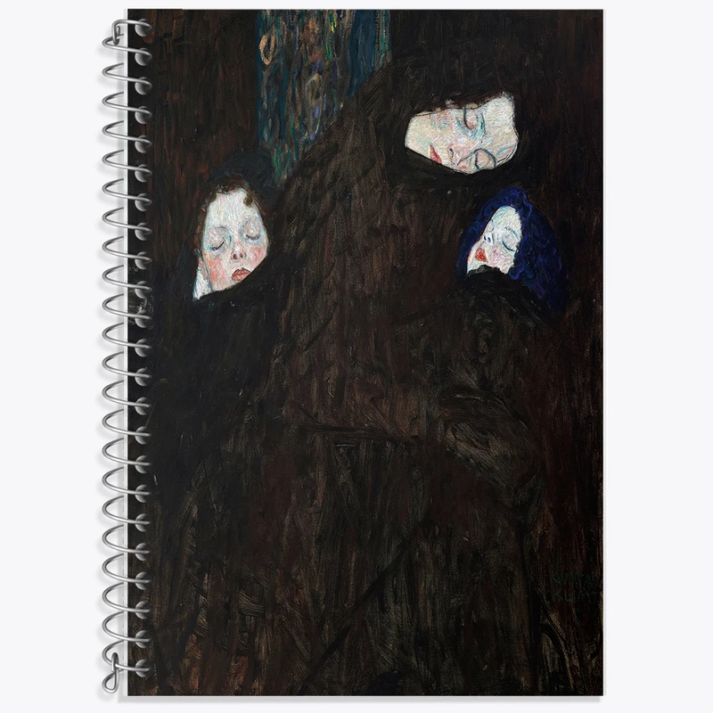 دفتر زبان 50 برگ خندالو مدل دو خط طرح نقاشی مادر با فرزندان اثر گوستاو کلیمت کد F12493