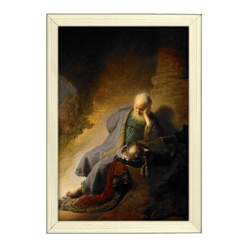 تابلو خندالو طرح نقاشی سوگواری برای نابودی اورشلیم اثر رمبرانت کد F12118