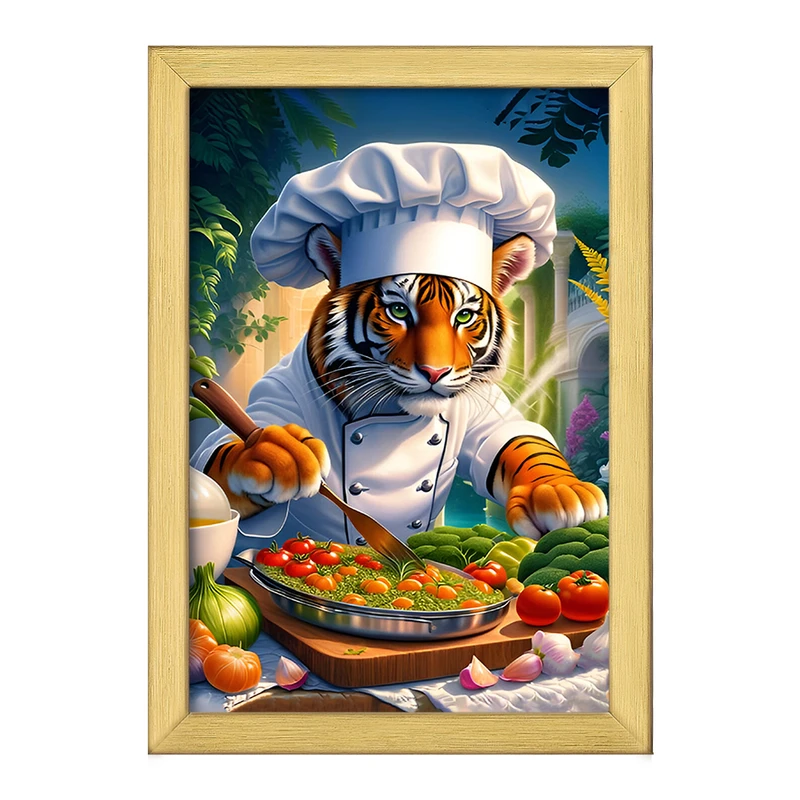 تابلو خندالو طرح ببر آشپز کد F6741