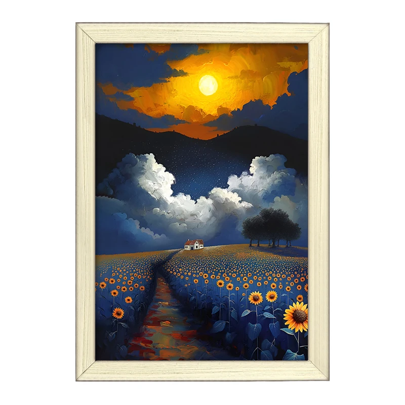 تابلو خندالو طرح مزرعه آفتابگردان کد F5089